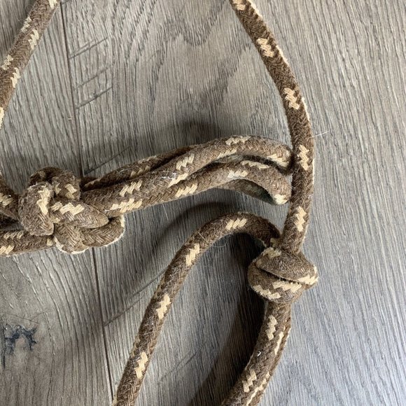 Rope Halter Hard Nose Correction Training Rope Brown & Tan 3/8" Soft Floppy Rope - Picture 4 of 7